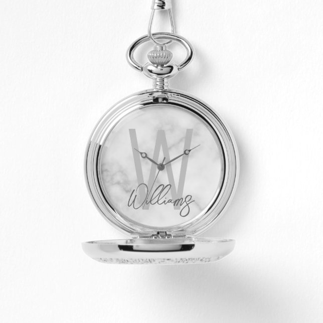 Modern Script Personalized Monogram and Name Watch (Front)