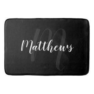 Modern Script Personalized Monogram & Family Name  Bath Mat