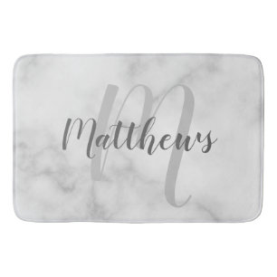 Modern Script Personalized Monogram & Family Name  Bath Mat