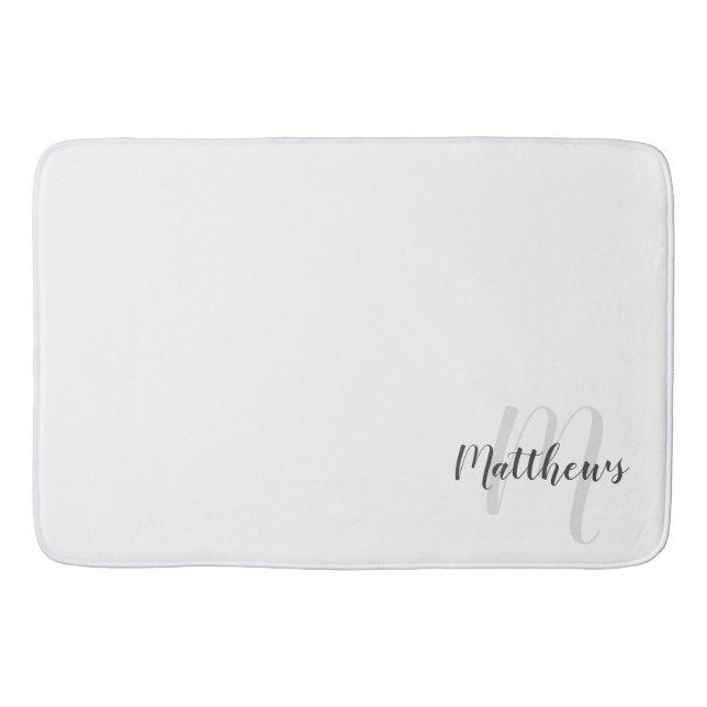 Modern Script Personalized Monogram & Family Name Bath Mat (Front)