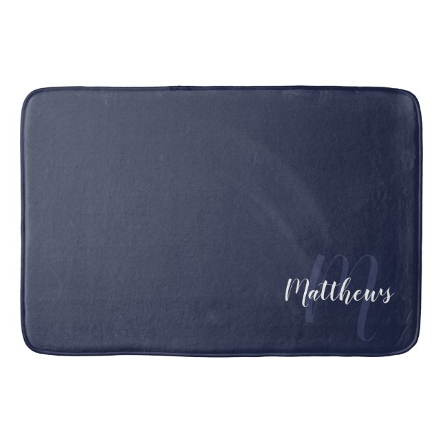 Modern Script Personalized Monogram & Family Name  Bath Mat (Front)