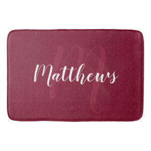 Modern Script Personalized Monogram & Family Name  Bath Mat