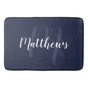 Modern Script Personalized Monogram & Family Name  Bath Mat