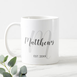Modern Script Personalized Monogram & Family Name Coffee Mug