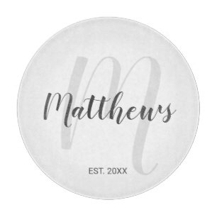 Modern Script Personalized Monogram & Family Name Cutting Board