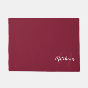 Modern Script Personalized Monogram & Family Name  Doormat