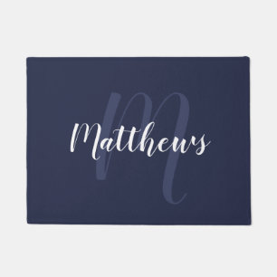 Modern Script Personalized Monogram & Family Name Doormat