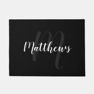Modern Script Personalized Monogram & Family Name Doormat