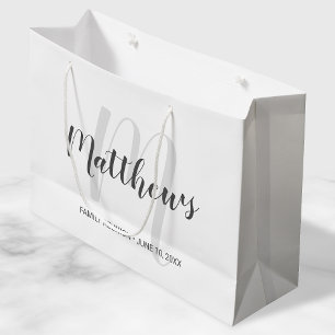Modern Script Personalized Monogram & Family Name Large Gift Bag