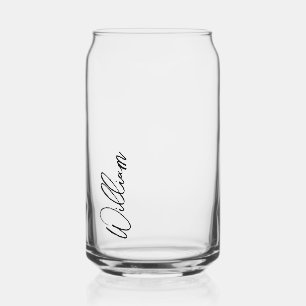 Modern Script Personalized Name Can Glass