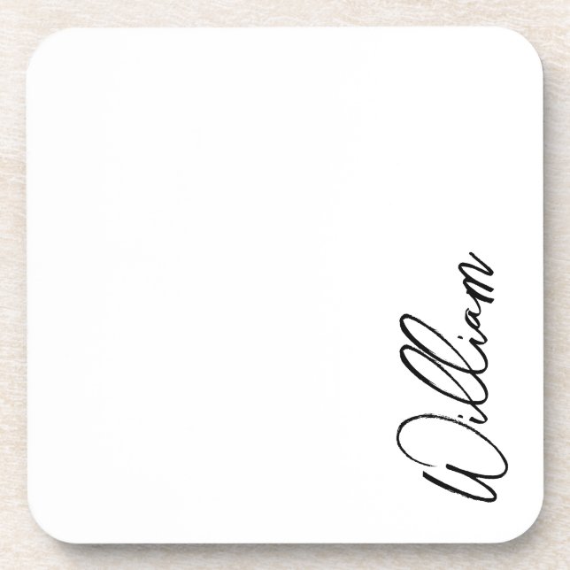 Modern Script Personalized Name Coaster (Front)