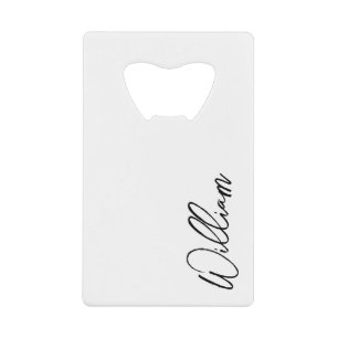 Modern Script Personalized Name Credit Card Bottle Opener