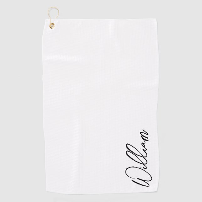 Modern Script Personalized Name Golf Towel (Front)