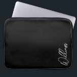 Modern Script Personalized Name Laptop Sleeve<br><div class="desc">Modern Minimalist Personalized Name Gifts 
This design features personalized name in white modern handwriting script font on black background.

Perfect as holiday gifts for him,  father's day gifts and gifts for any special occasions.</div>