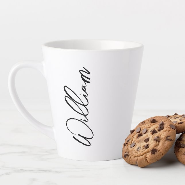 Modern Script Personalized Name Latte Mug (Creator Uploaded)