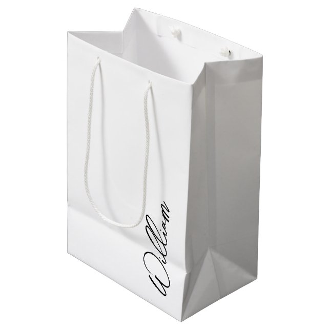 Modern Script Personalized Name Medium Gift Bag (Front Angled)