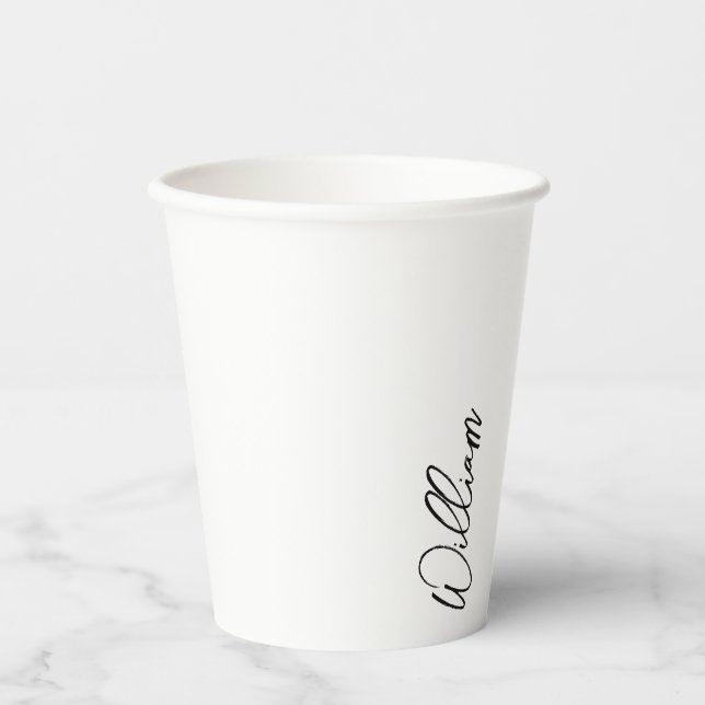 Modern Script Personalized Name Paper Cups (Front)