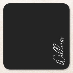 Modern Script Personalized Name Square Paper Coast Coaster