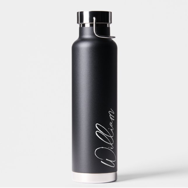 Modern Script Personalized Name Water Bottle (Left)