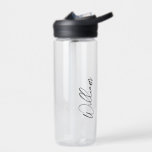 Modern Script Personalized Name Water Bottle<br><div class="desc">Modern Minimalist Personalized Name Gifts
This design features personalized name in black modern handwriting script font.
Perfect as holiday gifts for him, father's day gifts and gifts for any special occasions.</div>