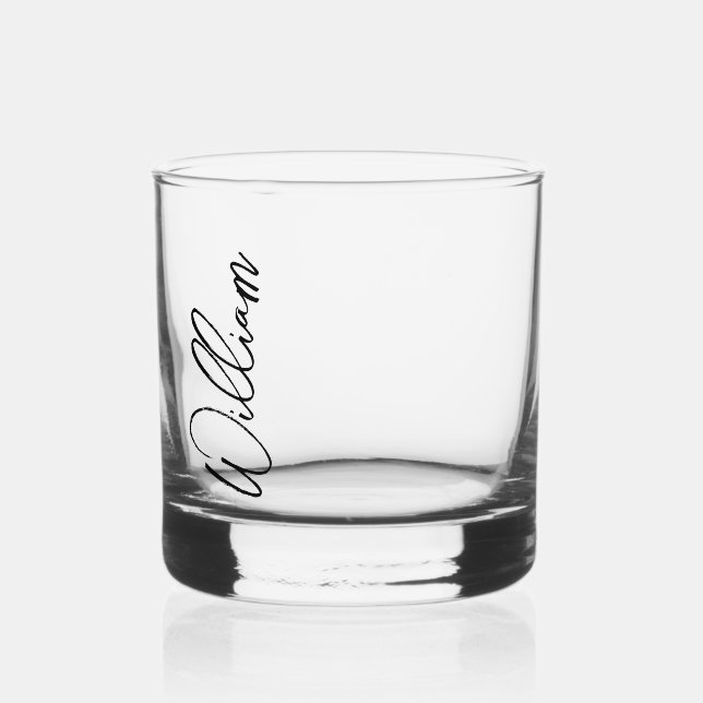 Modern Script Personalized Name Whiskey Glass (Front)