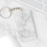 Modern Script Personalized Name White Marble Keychain<br><div class="desc">Modern Script Personalized Name White Marble Gift
featuring personalized name in grey modern script font style on white marble background.

Perfect as holiday gift for her and gift for any special occasions.</div>