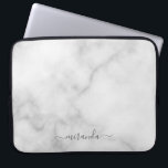 Modern Script Personalized Name White Marble Laptop Sleeve<br><div class="desc">Modern Script Personalized Name White Marble Gift
featuring personalized name in grey modern script font style on white marble background.</div>