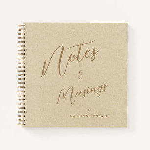 Modern Script Personalized Notes & Musings Gold Notebook
