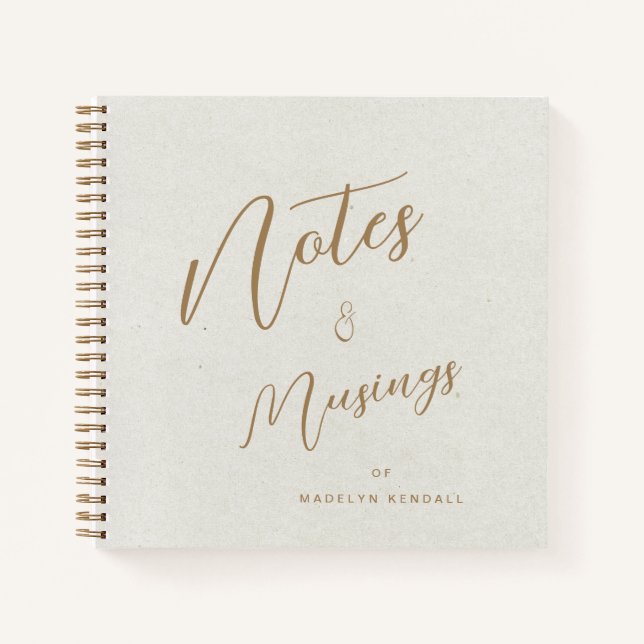 Modern Script Personalized Notes & Musings Ivory Notebook (Front)