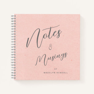 Modern Script Personalized Notes & Musings Pink Notebook