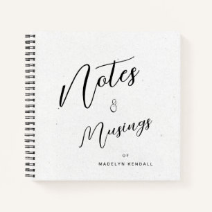 Modern Script Personalized Notes & Musings White Notebook