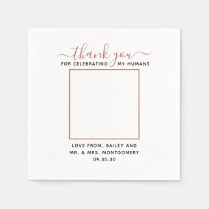 Modern Script Personalized Pet Wedding Photo Napkin