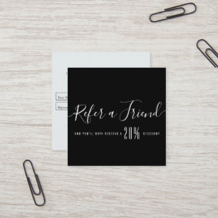 modern script personalized referral square business card