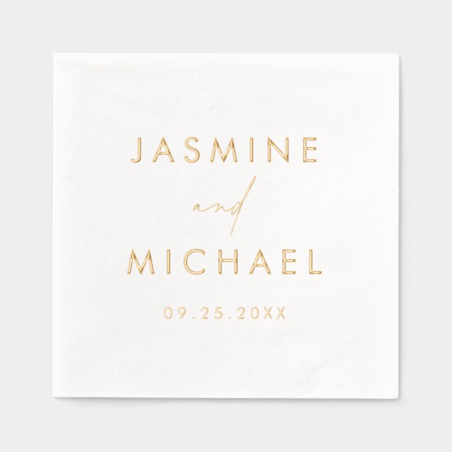Modern Script Personalized Wedding Foil Napkins (Front)