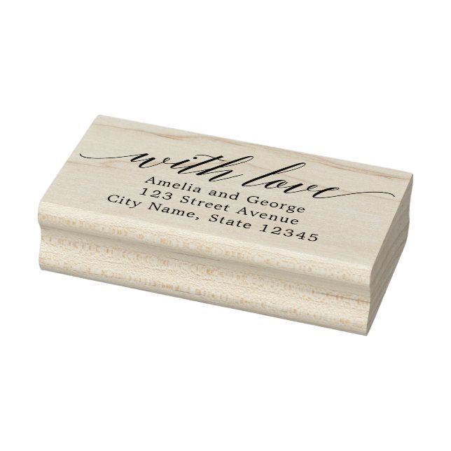 Modern Script Personalized Wood Stamp (Stamp)