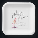 Modern Script Petals and Prosecco Bridal Shower Paper Plate<br><div class="desc">Modern Script Petals and Prosecco Bridal Shower. The main heading is in a stylish set script and easily personalise name,  occasion and date.</div>