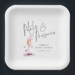 Modern Script Petals and Prosecco Bridal Shower Paper Plate<br><div class="desc">Modern Script Petals and Prosecco Bridal Shower. The main heading is in a stylish set script and easily personalise name,  occasion and date.</div>