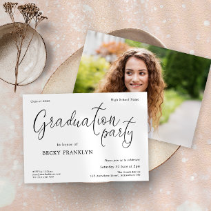 Modern Script Photo 2024 Graduation Party  Invitation