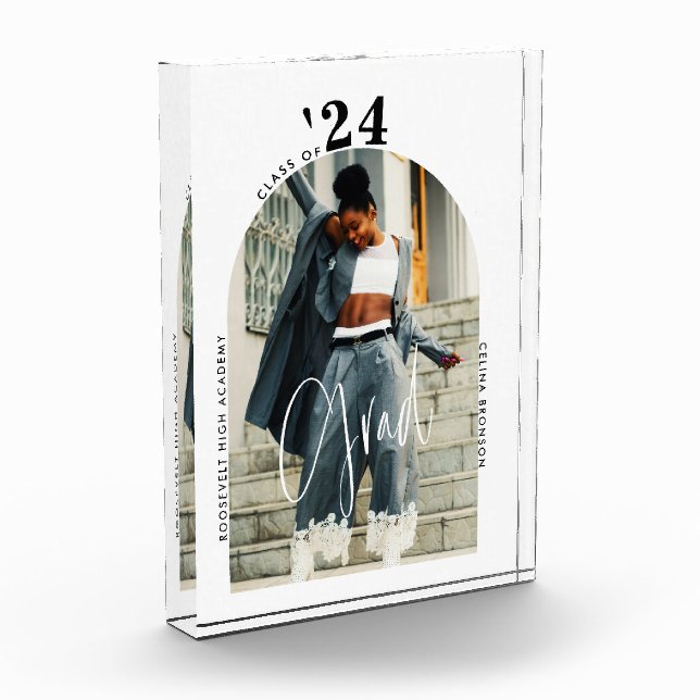 Modern Script Photo 2024 Minimalist Graduation Block (Left)