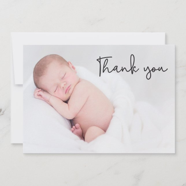 Modern Script Photo Baby Shower Thank you (Front)