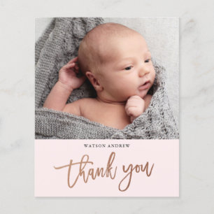 Modern Script Photo Baby Thank You Card
