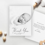 Modern Script Photo Baby Thank You Card<br><div class="desc">Modern Script Photo Baby Thank you card. The back includes a generic thank you message that you can personalize or remove if you prefer to hand write your thank you.</div>