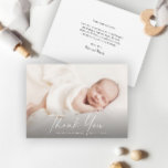 Modern Script Photo Baby Thank You Card<br><div class="desc">Modern Script Photo Baby Thank you card. The back includes a generic thank you message that you can personalize or remove if you prefer to hand write your thank you.</div>