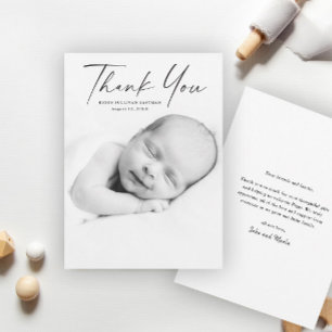 Modern Script Photo Baby Thank You Card