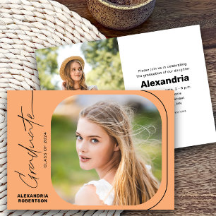 Modern Script Photo Class of 2025 Graduation Party Invitation
