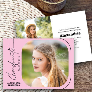 Modern Script Photo Class of 2026 Graduation Party Invitation