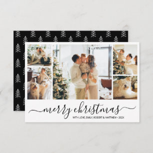 Modern Script Photo Collage Christmas Holiday Card