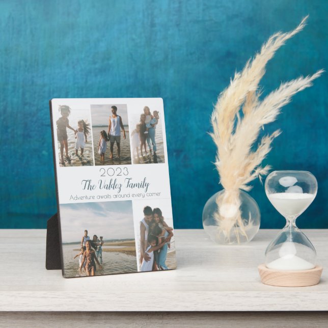 Modern Script Photo Collage Family Memory Keepsake Plaque (Side)