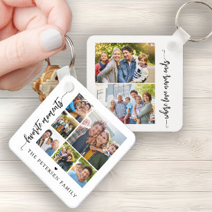 Modern script photo collage personalized keychain