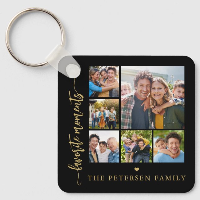 Modern script photo collage personalized keychain (Front)